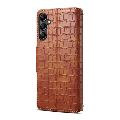 Samsung Galaxy A14 5G Denior Leather Case - Crocodile Texture with Oil Edge, Wallet & Kickstand Features