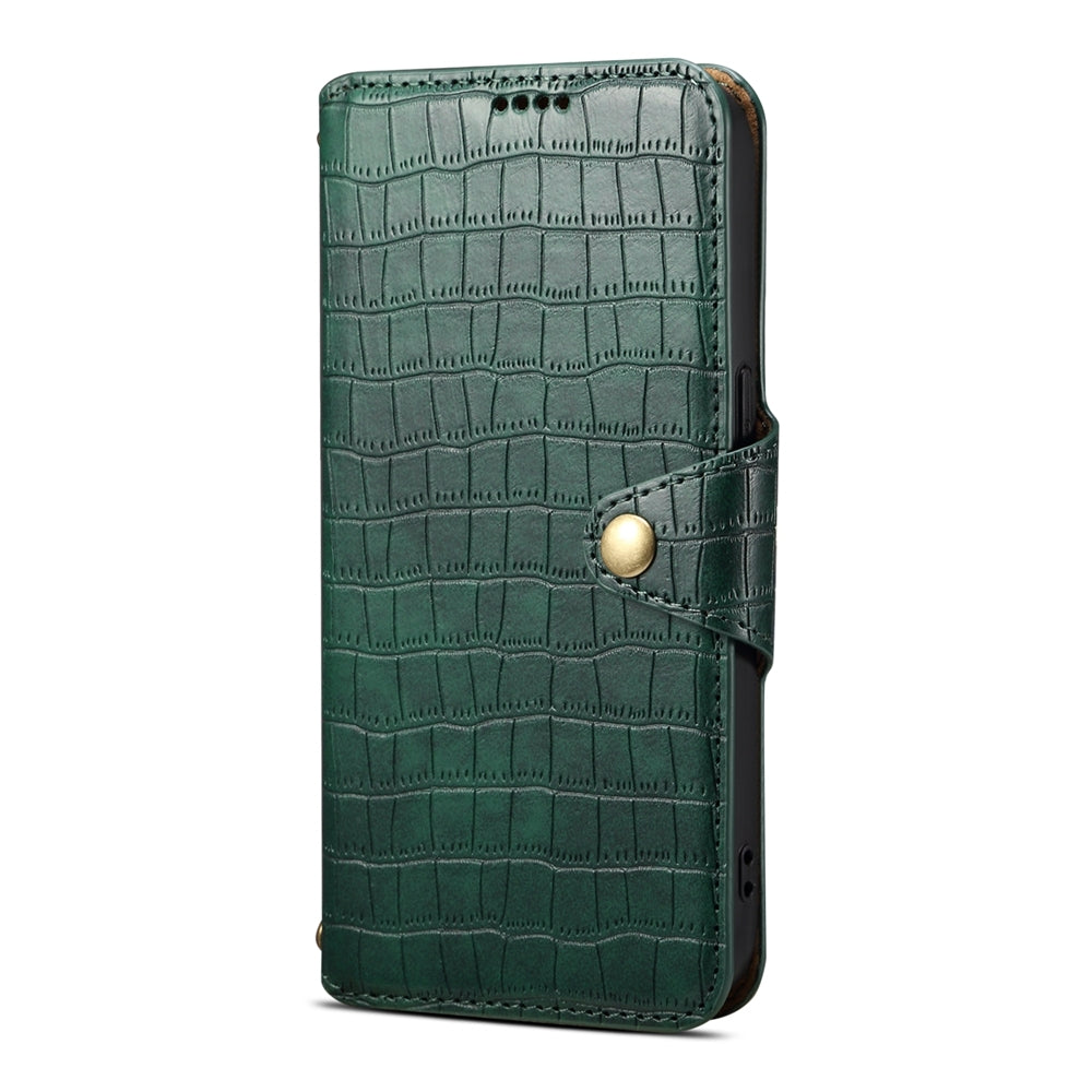 Samsung Galaxy A14 5G Denior Leather Case - Crocodile Texture with Oil Edge, Wallet & Kickstand Features