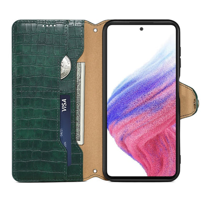 Samsung Galaxy A14 5G Denior Leather Case - Crocodile Texture with Oil Edge, Wallet & Kickstand Features