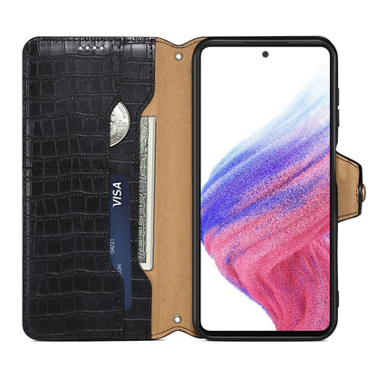 Samsung Galaxy A14 5G Denior Leather Case - Crocodile Texture with Oil Edge, Wallet & Kickstand Features