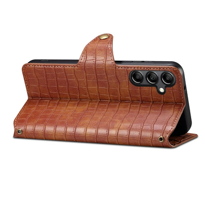 Samsung Galaxy A24 5G Denior Leather Case - Crocodile Texture with Oil Edge, Wallet & Kickstand Features