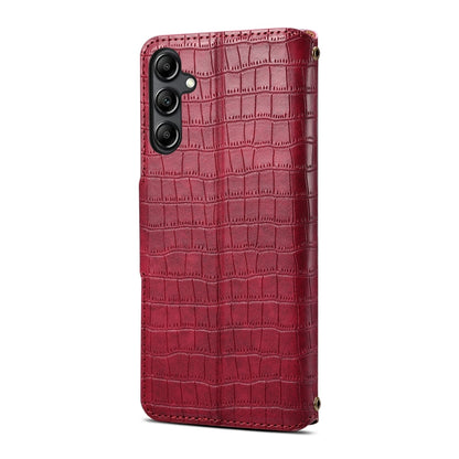 Samsung Galaxy A24 5G Denior Leather Case - Crocodile Texture with Oil Edge, Wallet & Kickstand Features