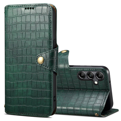 Samsung Galaxy A24 5G Denior Leather Case - Crocodile Texture with Oil Edge, Wallet & Kickstand Features