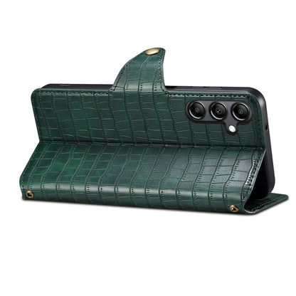 Samsung Galaxy A24 5G Denior Leather Case - Crocodile Texture with Oil Edge, Wallet & Kickstand Features