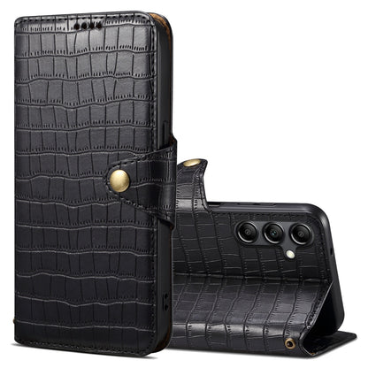 Samsung Galaxy A24 5G Denior Leather Case - Crocodile Texture with Oil Edge, Wallet & Kickstand Features