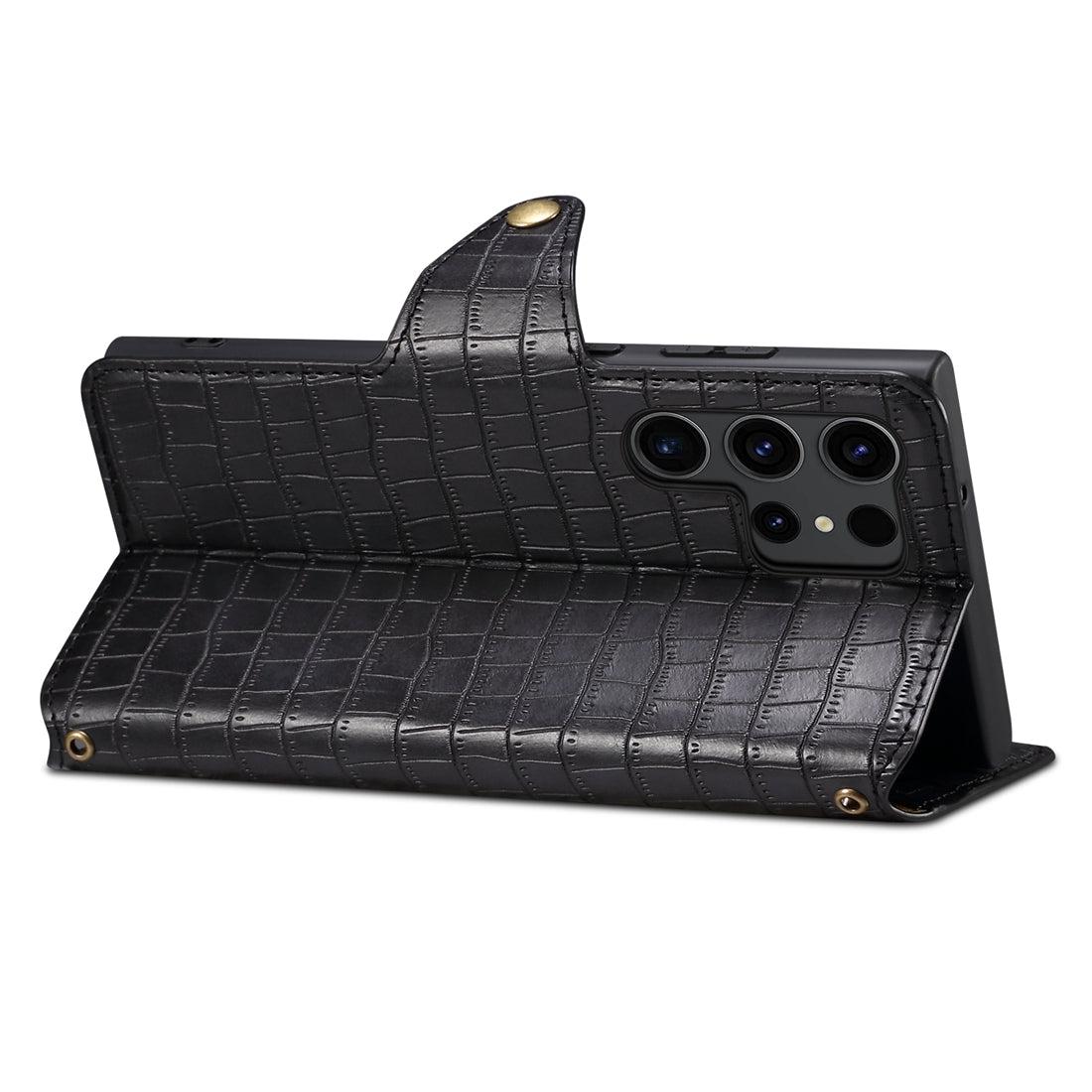 Samsung Galaxy A05 Denior Leather Case - Crocodile Texture with Oil Edge, Wallet & Kickstand Features