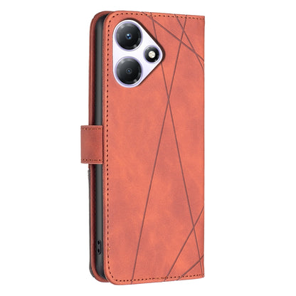 Infinix Hot 30 Play NFC Wallet Case – Rhombus Texture PU Leather, Magnetic Buckle, Card Slots, Stand Function, Shockproof Protective Cover