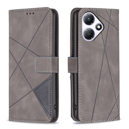 Infinix Hot 30 Play NFC Wallet Case – Rhombus Texture PU Leather, Magnetic Buckle, Card Slots, Stand Function, Shockproof Protective Cover