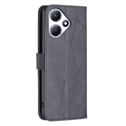 Infinix Hot 30 Play NFC Wallet Case – Rhombus Texture PU Leather, Magnetic Buckle, Card Slots, Stand Function, Shockproof Protective Cover