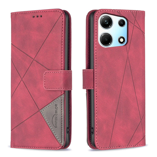 Infinix Note 30 5G Wallet Case – Rhombus Texture PU Leather, Magnetic Buckle, Card Slots, Stand Function, Shockproof Protective Cover