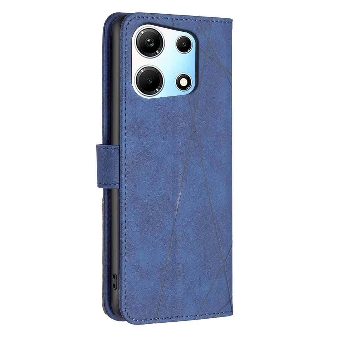 Infinix Note 30 5G Wallet Case – Rhombus Texture PU Leather, Magnetic Buckle, Card Slots, Stand Function, Shockproof Protective Cover