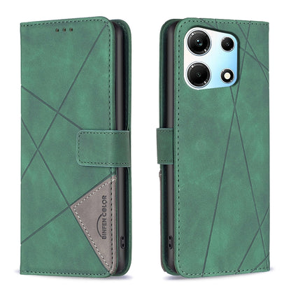 Infinix Note 30 5G Wallet Case – Rhombus Texture PU Leather, Magnetic Buckle, Card Slots, Stand Function, Shockproof Protective Cover