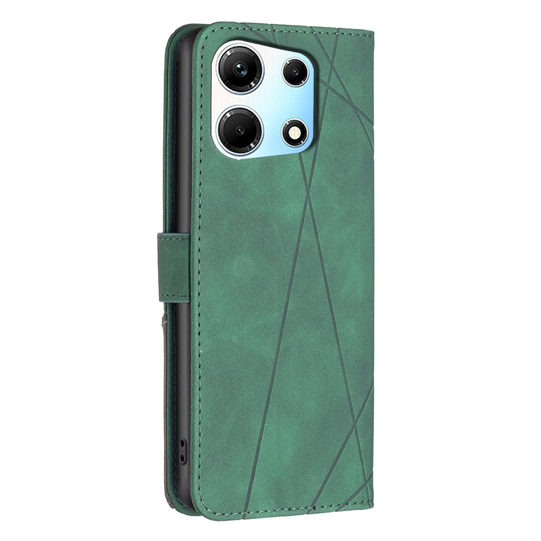 Infinix Note 30 5G Wallet Case – Rhombus Texture PU Leather, Magnetic Buckle, Card Slots, Stand Function, Shockproof Protective Cover