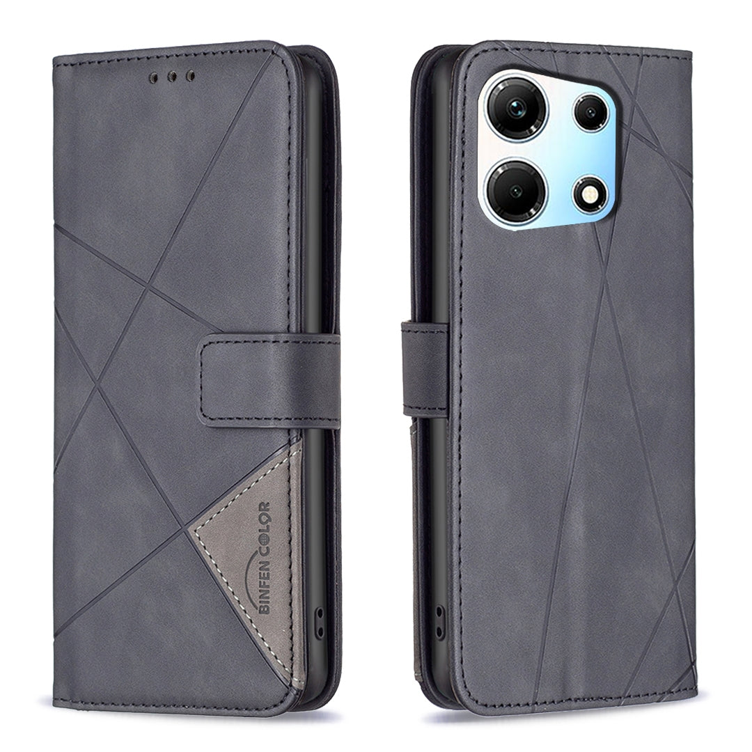 Infinix Note 30 5G Wallet Case – Rhombus Texture PU Leather, Magnetic Buckle, Card Slots, Stand Function, Shockproof Protective Cover