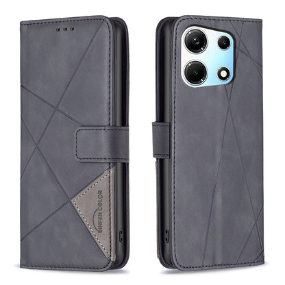 Infinix Note 30 5G Wallet Case – Rhombus Texture PU Leather, Magnetic Buckle, Card Slots, Stand Function, Shockproof Protective Cover