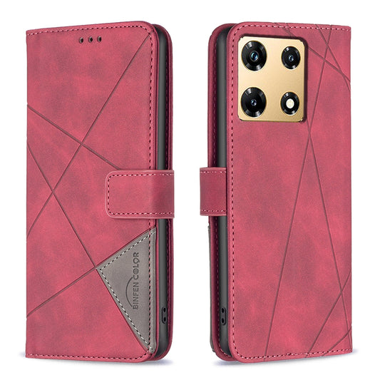 Infinix Note 30 Pro Wallet Case – Rhombus Texture PU Leather, Magnetic Buckle, Card Slots, Stand Function, Shockproof Protective Cover