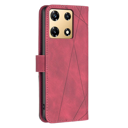 Infinix Note 30 Pro Wallet Case – Rhombus Texture PU Leather, Magnetic Buckle, Card Slots, Stand Function, Shockproof Protective Cover