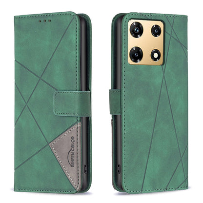 Infinix Note 30 Pro Wallet Case – Rhombus Texture PU Leather, Magnetic Buckle, Card Slots, Stand Function, Shockproof Protective Cover