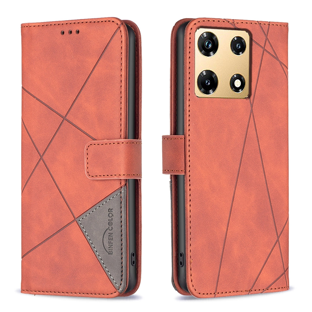 Infinix Note 30 Pro Wallet Case – Rhombus Texture PU Leather, Magnetic Buckle, Card Slots, Stand Function, Shockproof Protective Cover