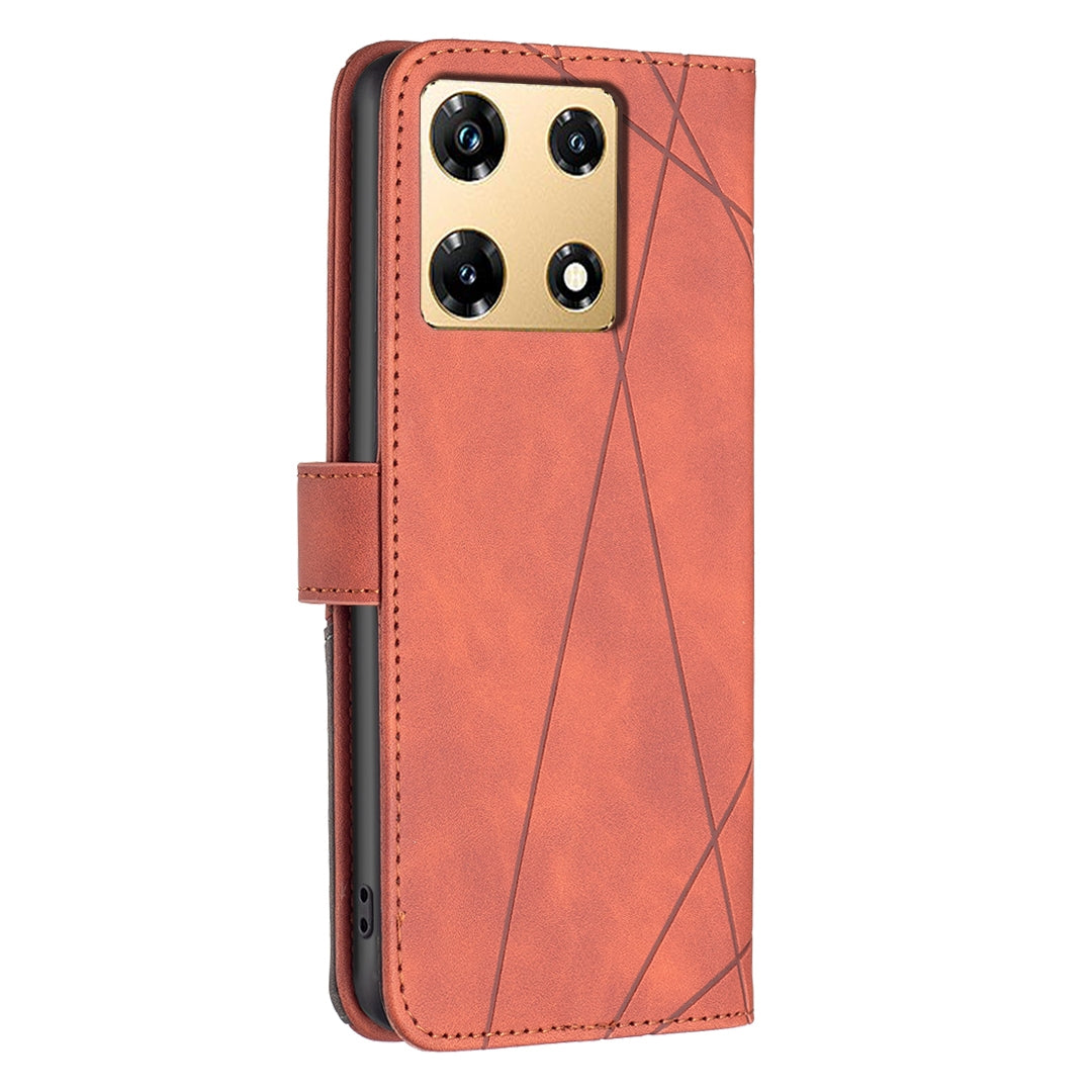 Infinix Note 30 Pro Wallet Case – Rhombus Texture PU Leather, Magnetic Buckle, Card Slots, Stand Function, Shockproof Protective Cover