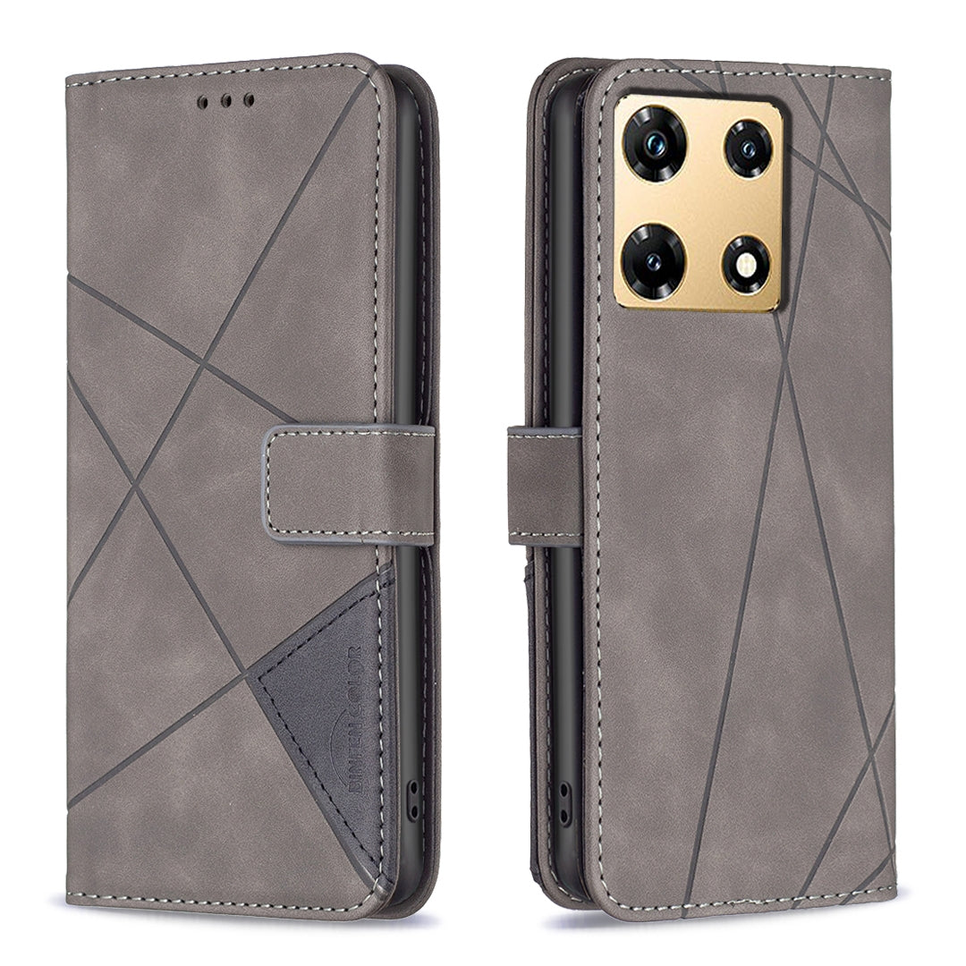 Infinix Note 30 Pro Wallet Case – Rhombus Texture PU Leather, Magnetic Buckle, Card Slots, Stand Function, Shockproof Protective Cover