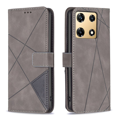 Infinix Note 30 Pro Wallet Case – Rhombus Texture PU Leather, Magnetic Buckle, Card Slots, Stand Function, Shockproof Protective Cover
