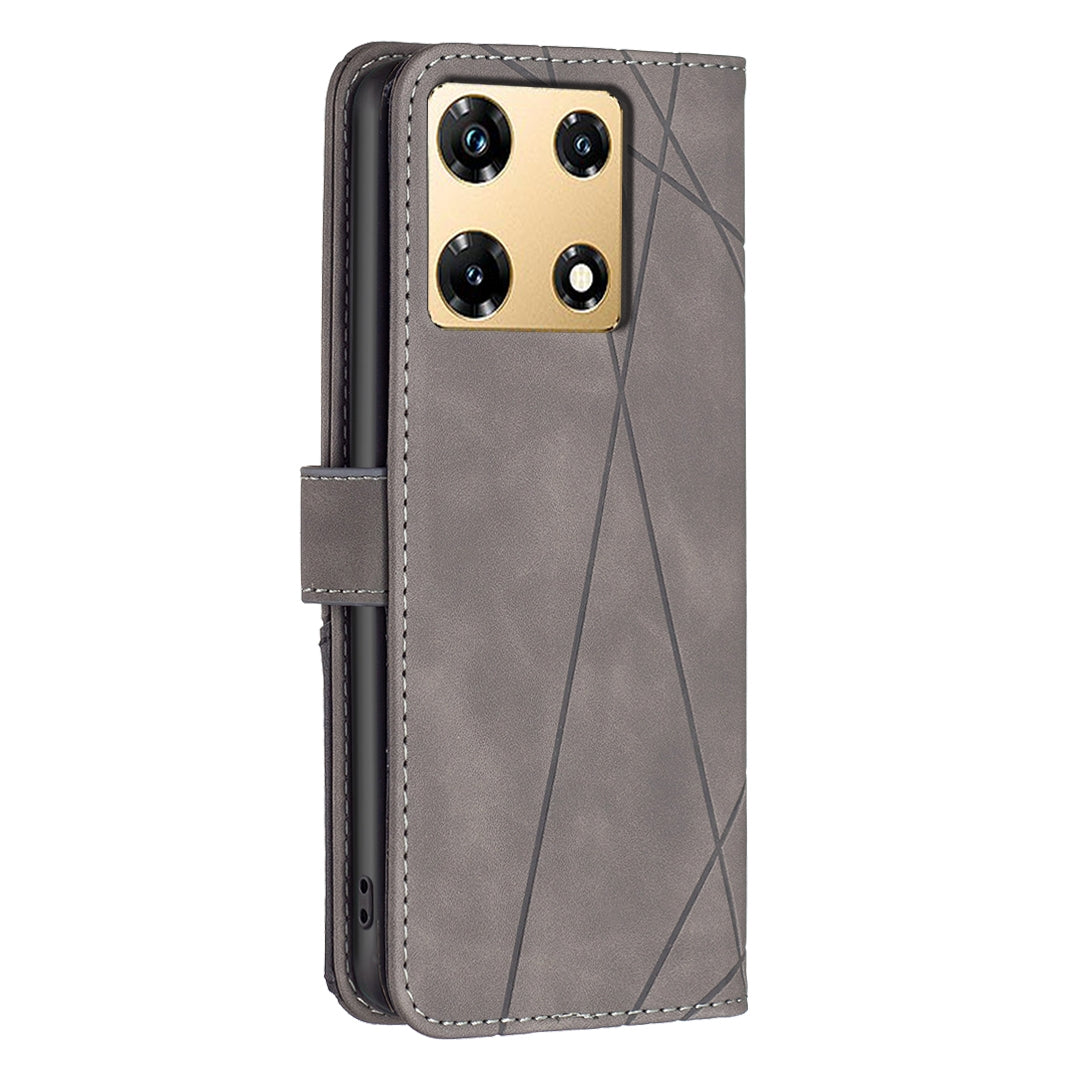 Infinix Note 30 Pro Wallet Case – Rhombus Texture PU Leather, Magnetic Buckle, Card Slots, Stand Function, Shockproof Protective Cover