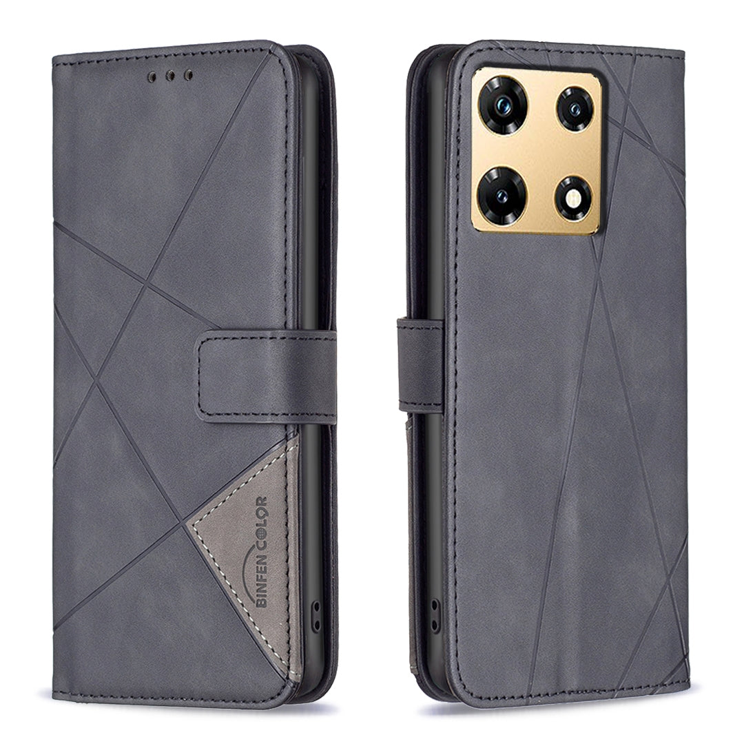 Infinix Note 30 Pro Wallet Case – Rhombus Texture PU Leather, Magnetic Buckle, Card Slots, Stand Function, Shockproof Protective Cover