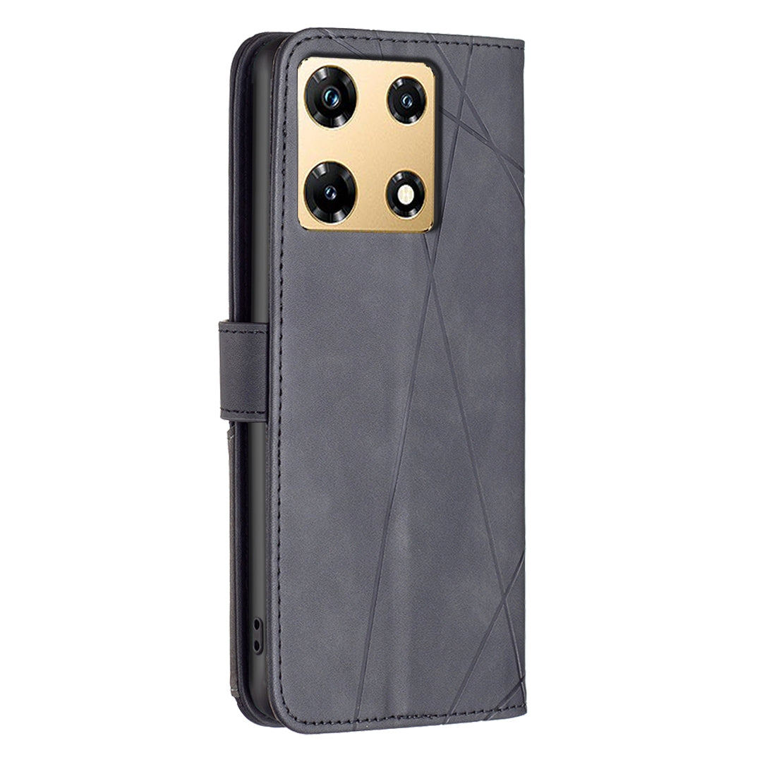 Infinix Note 30 Pro Wallet Case – Rhombus Texture PU Leather, Magnetic Buckle, Card Slots, Stand Function, Shockproof Protective Cover