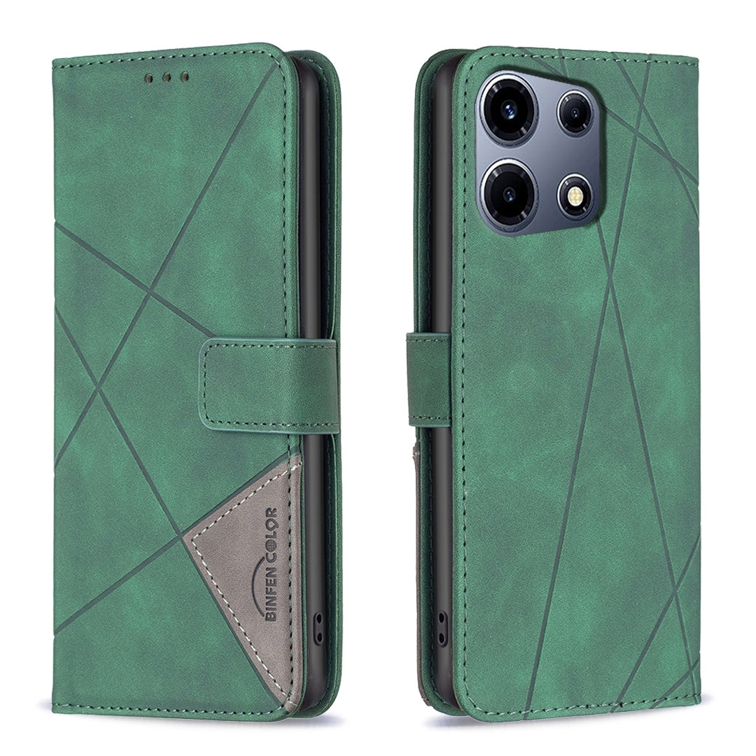 Infinix Note 30 VIP Wallet Case – Rhombus Texture PU Leather, Magnetic Buckle, Card Slots, Stand Function, Shockproof Protective Cover