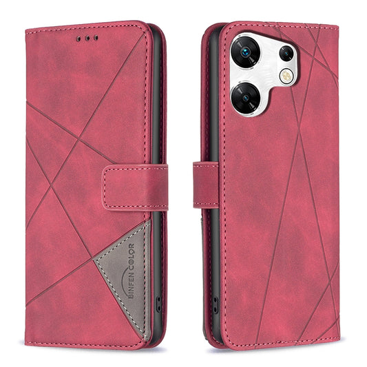Infinix Zero 30 4G Wallet Case – Rhombus Texture PU Leather, Magnetic Buckle, Card Slots, Stand Function, Shockproof Protective Cover