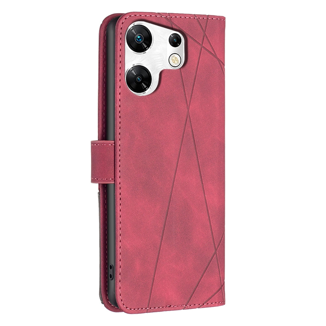 Infinix Zero 30 4G Wallet Case – Rhombus Texture PU Leather, Magnetic Buckle, Card Slots, Stand Function, Shockproof Protective Cover