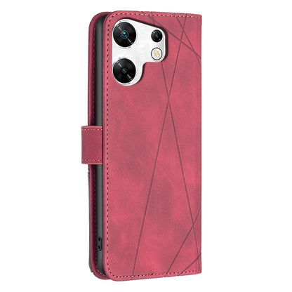 Infinix Zero 30 4G Wallet Case – Rhombus Texture PU Leather, Magnetic Buckle, Card Slots, Stand Function, Shockproof Protective Cover