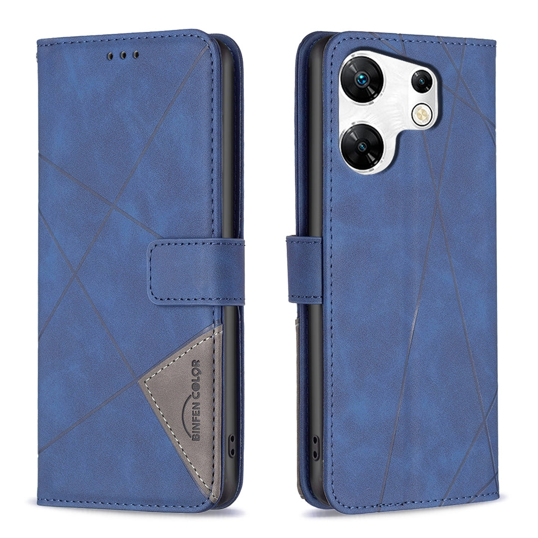 Infinix Zero 30 4G Wallet Case – Rhombus Texture PU Leather, Magnetic Buckle, Card Slots, Stand Function, Shockproof Protective Cover