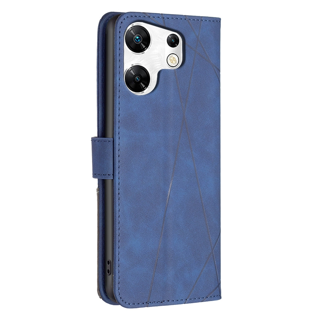 Infinix Zero 30 4G Wallet Case – Rhombus Texture PU Leather, Magnetic Buckle, Card Slots, Stand Function, Shockproof Protective Cover