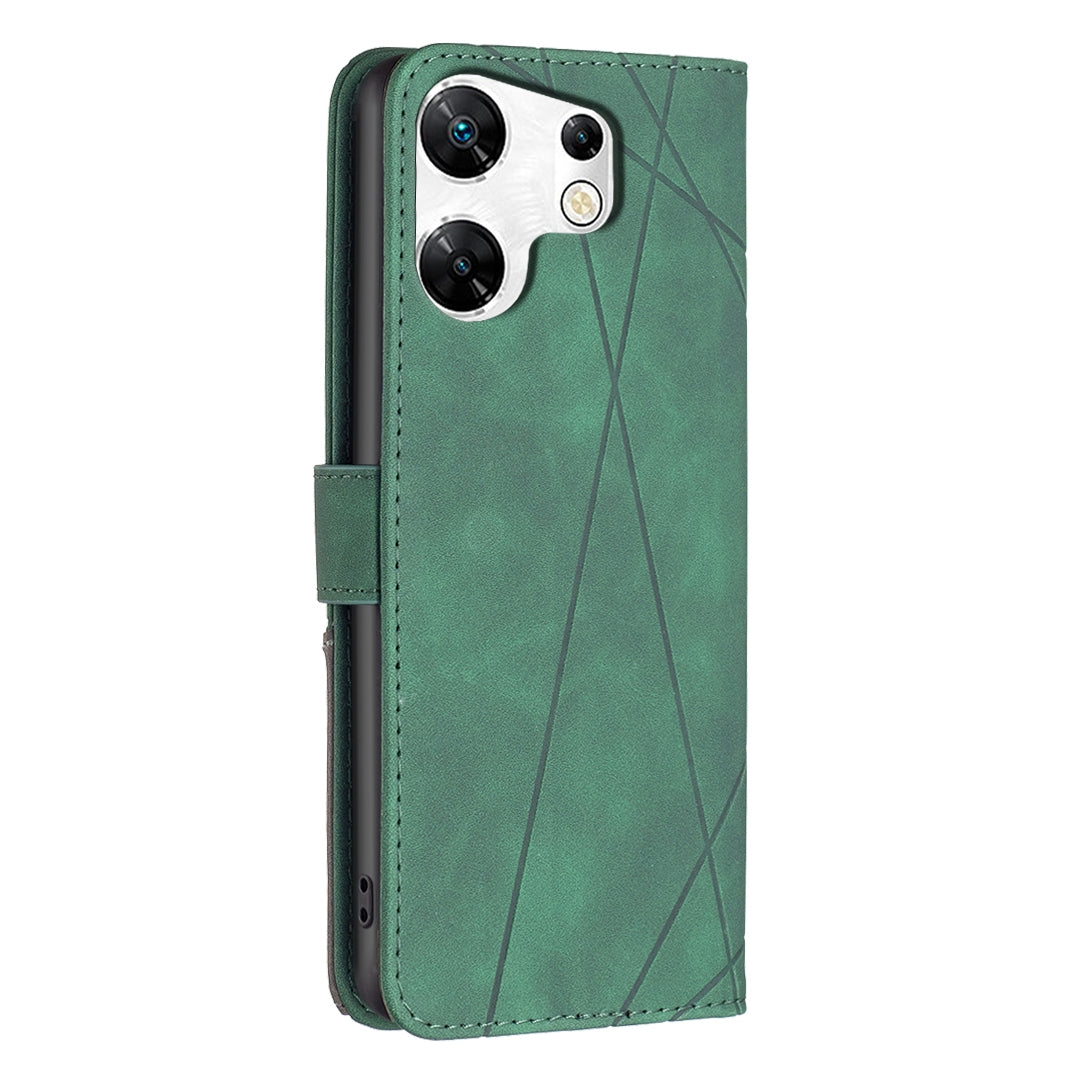 Infinix Zero 30 4G Wallet Case – Rhombus Texture PU Leather, Magnetic Buckle, Card Slots, Stand Function, Shockproof Protective Cover