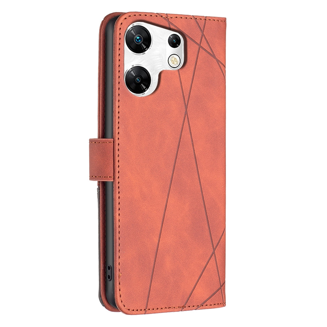 Infinix Zero 30 4G Wallet Case – Rhombus Texture PU Leather, Magnetic Buckle, Card Slots, Stand Function, Shockproof Protective Cover