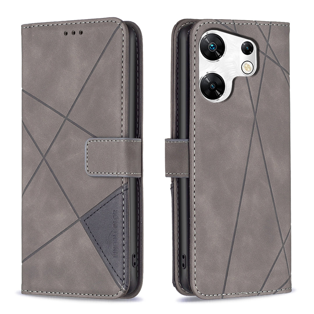 Infinix Zero 30 4G Wallet Case – Rhombus Texture PU Leather, Magnetic Buckle, Card Slots, Stand Function, Shockproof Protective Cover