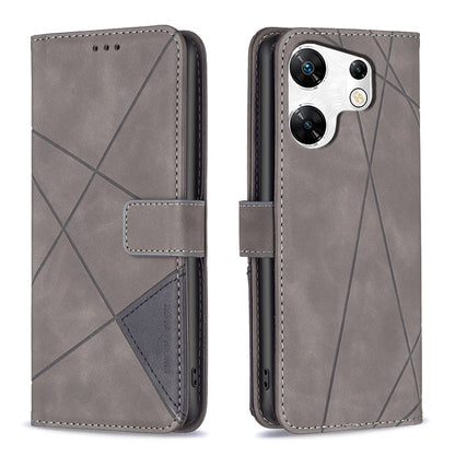 Infinix Zero 30 4G Wallet Case – Rhombus Texture PU Leather, Magnetic Buckle, Card Slots, Stand Function, Shockproof Protective Cover