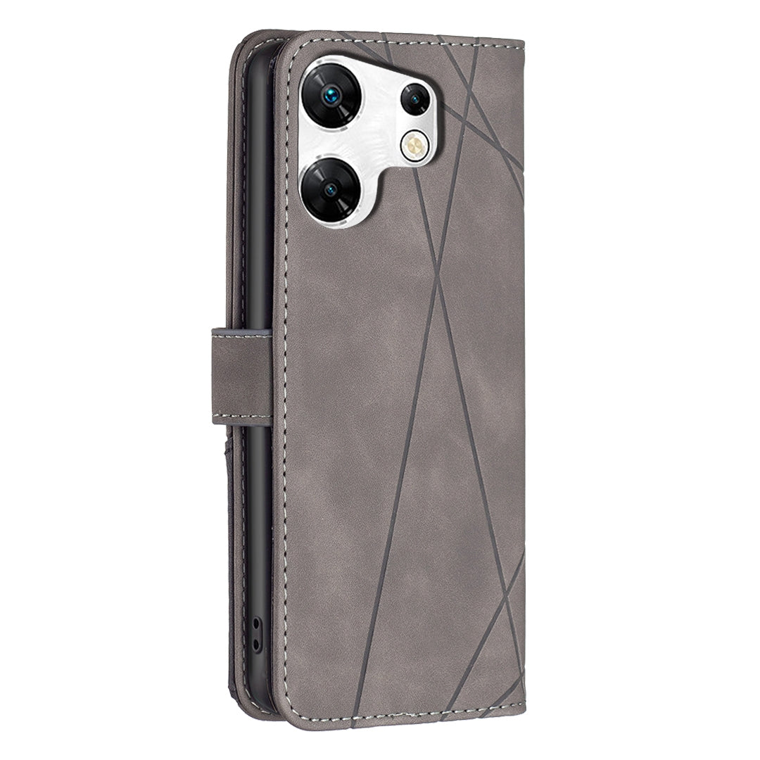 Infinix Zero 30 4G Wallet Case – Rhombus Texture PU Leather, Magnetic Buckle, Card Slots, Stand Function, Shockproof Protective Cover