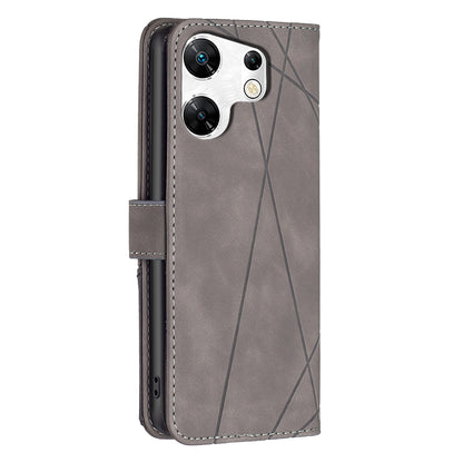 Infinix Zero 30 4G Wallet Case – Rhombus Texture PU Leather, Magnetic Buckle, Card Slots, Stand Function, Shockproof Protective Cover