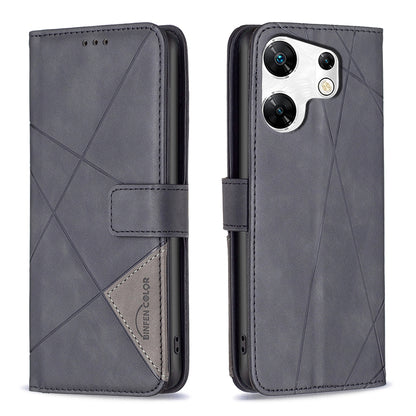 Infinix Zero 30 4G Wallet Case – Rhombus Texture PU Leather, Magnetic Buckle, Card Slots, Stand Function, Shockproof Protective Cover