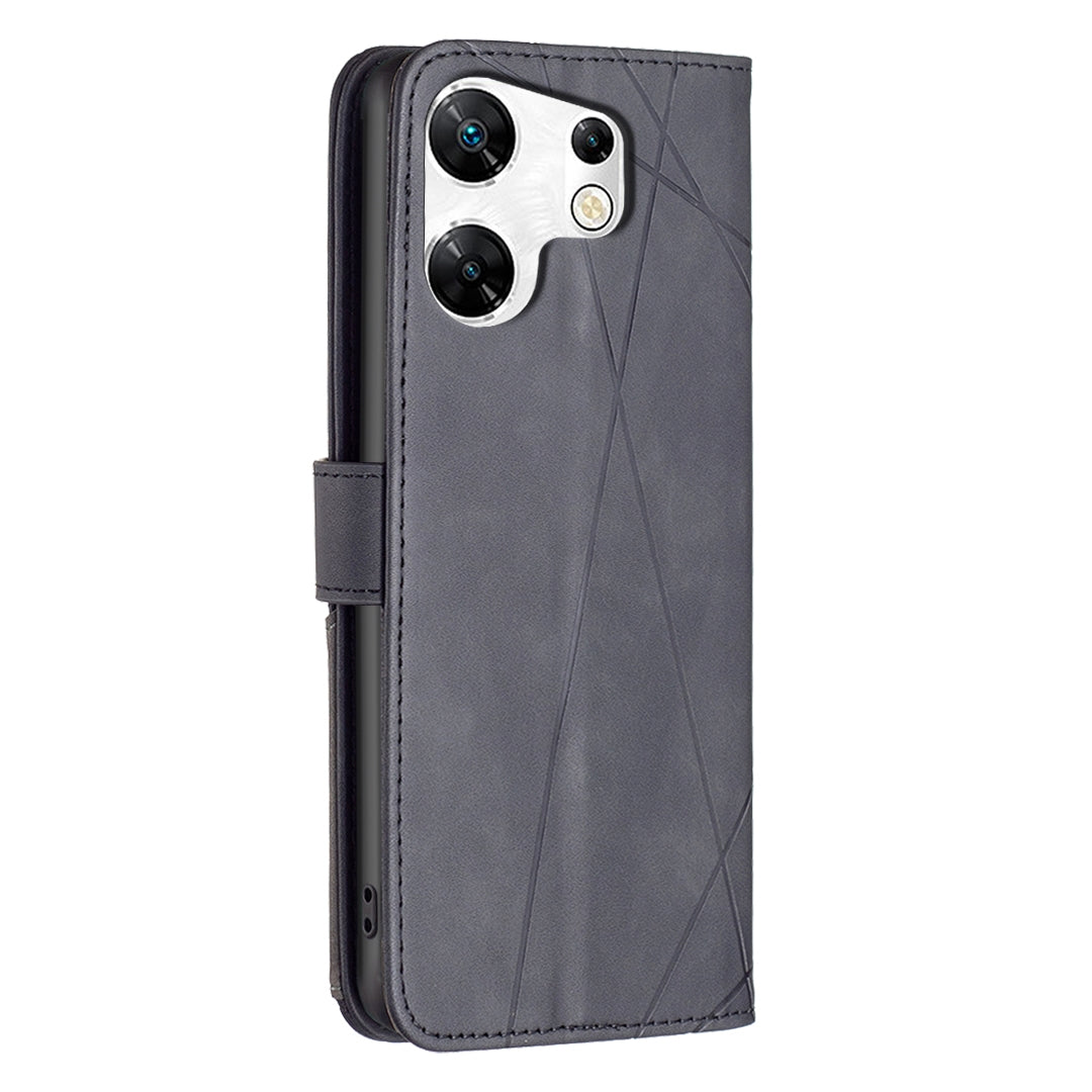 Infinix Zero 30 4G Wallet Case – Rhombus Texture PU Leather, Magnetic Buckle, Card Slots, Stand Function, Shockproof Protective Cover