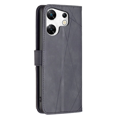Infinix Zero 30 4G Wallet Case – Rhombus Texture PU Leather, Magnetic Buckle, Card Slots, Stand Function, Shockproof Protective Cover