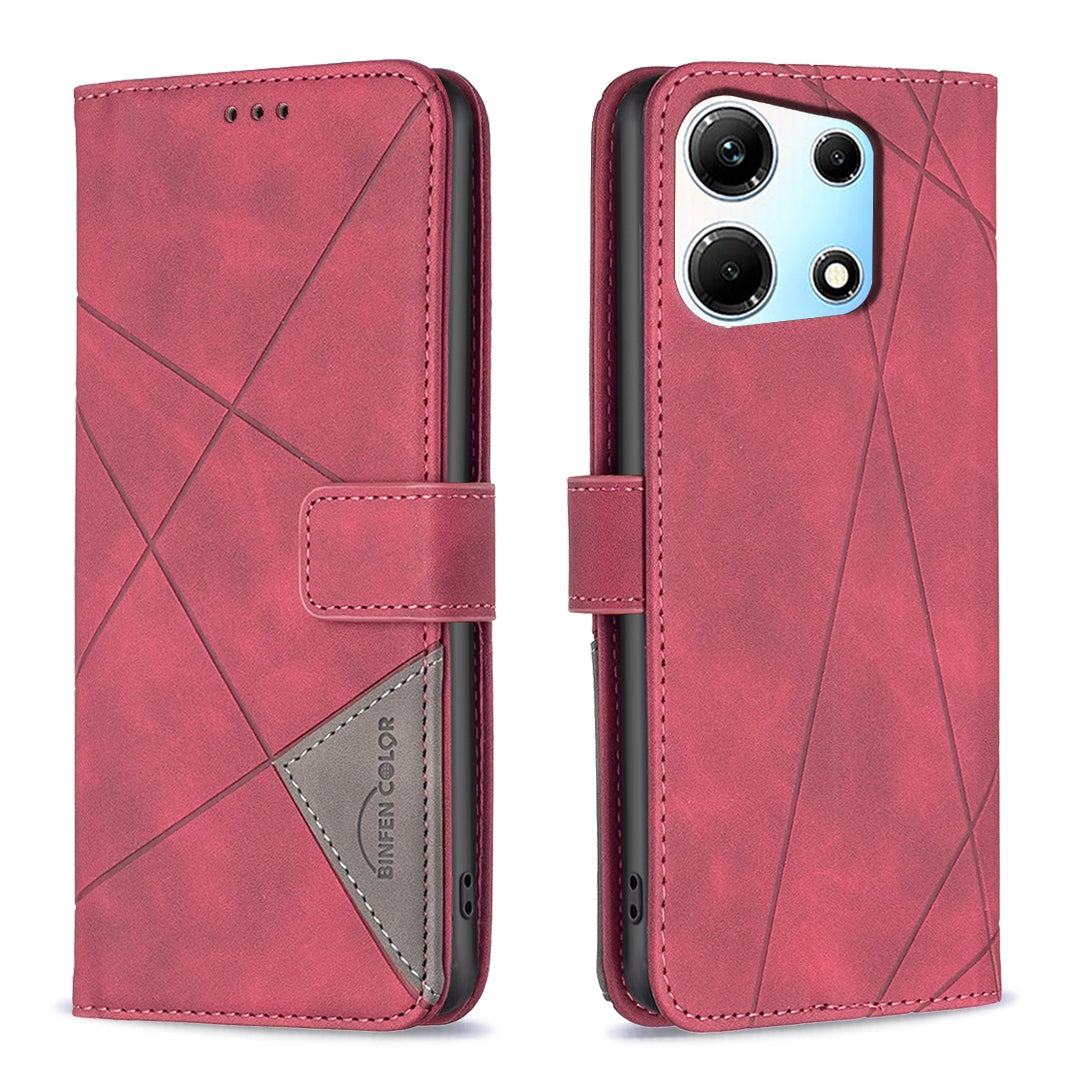 Infinix Zero 30 5G Wallet Case – Rhombus Texture PU Leather, Magnetic Buckle, Card Slots, Stand Function, Shockproof Protective Cover