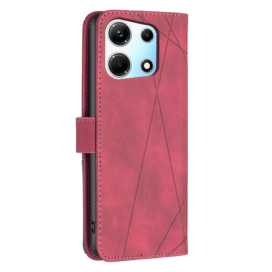 Infinix Zero 30 5G Wallet Case – Rhombus Texture PU Leather, Magnetic Buckle, Card Slots, Stand Function, Shockproof Protective Cover