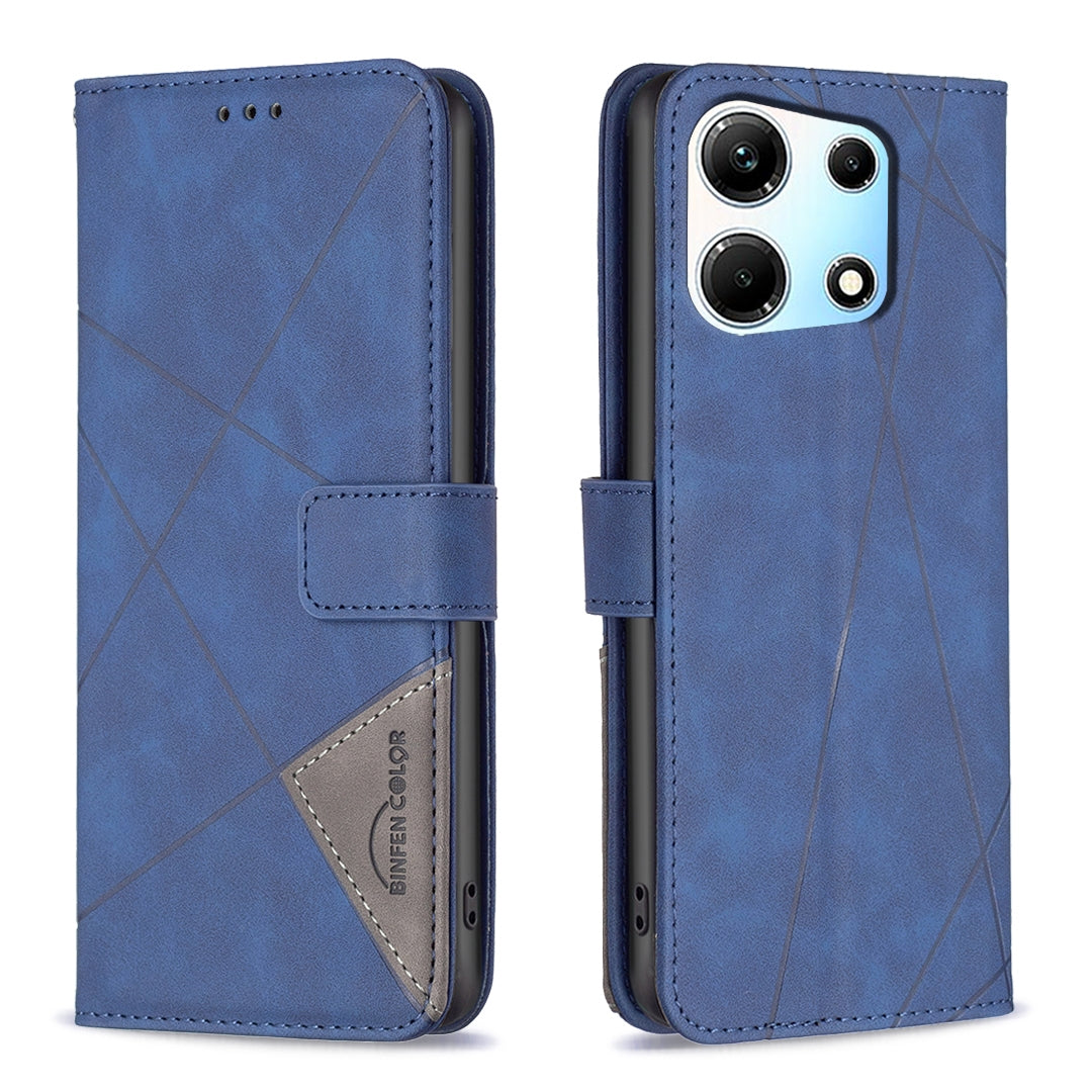Infinix Zero 30 5G Wallet Case – Rhombus Texture PU Leather, Magnetic Buckle, Card Slots, Stand Function, Shockproof Protective Cover