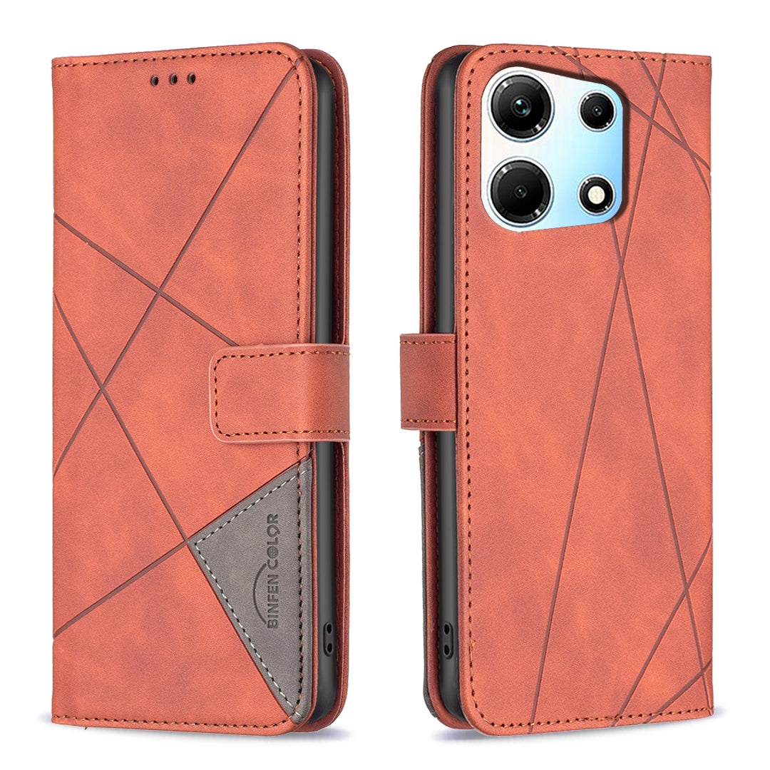 Infinix Zero 30 5G Wallet Case – Rhombus Texture PU Leather, Magnetic Buckle, Card Slots, Stand Function, Shockproof Protective Cover