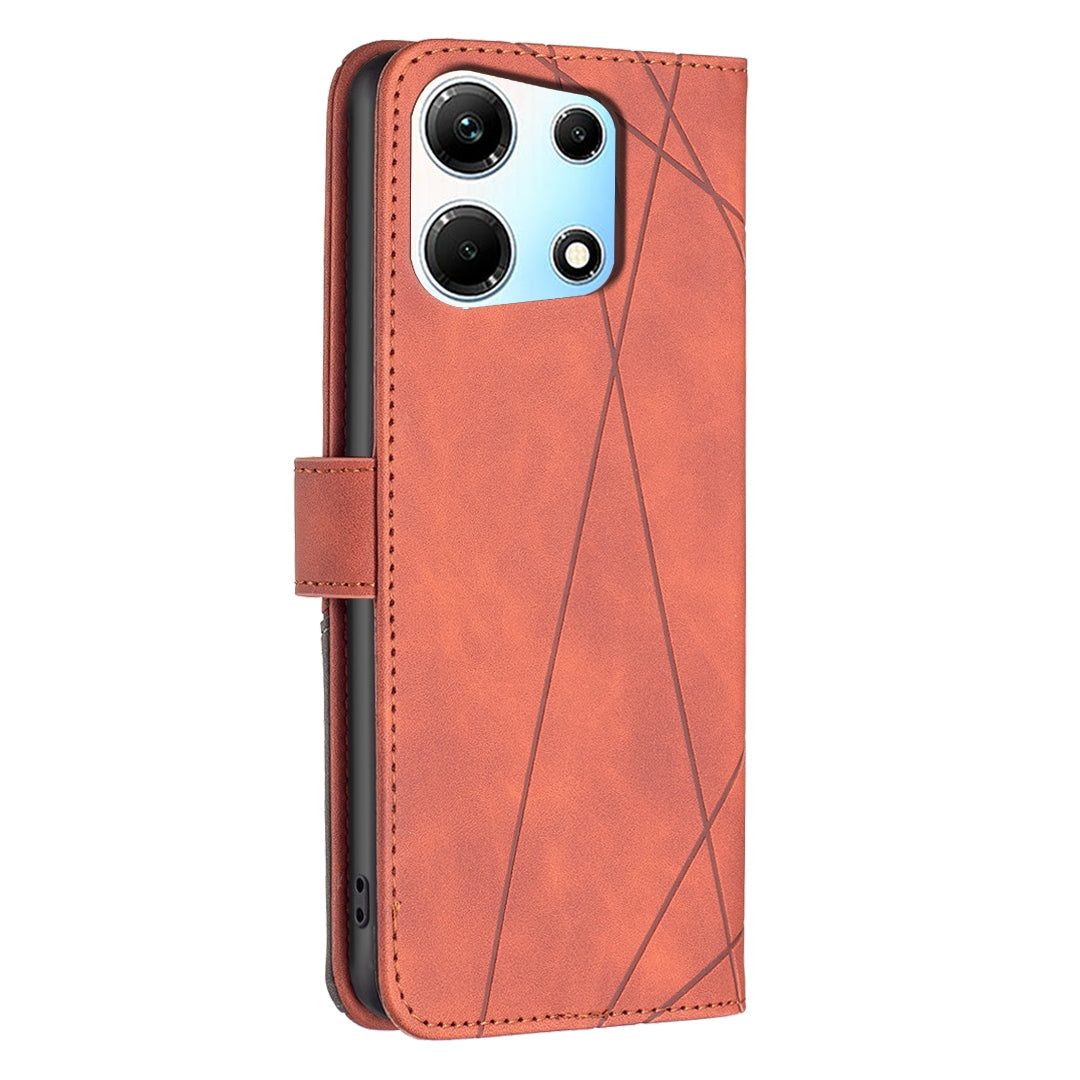 Infinix Zero 30 5G Wallet Case – Rhombus Texture PU Leather, Magnetic Buckle, Card Slots, Stand Function, Shockproof Protective Cover