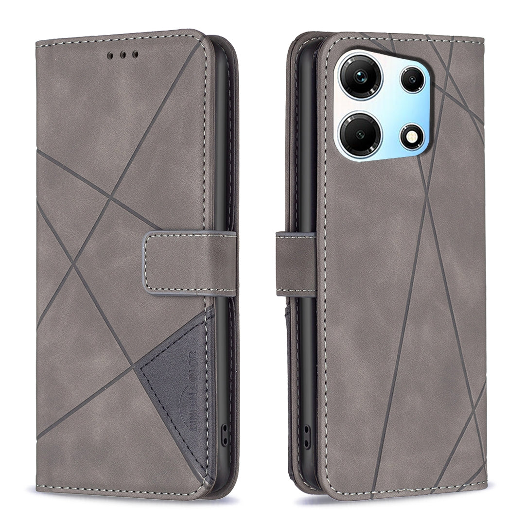 Infinix Zero 30 5G Wallet Case – Rhombus Texture PU Leather, Magnetic Buckle, Card Slots, Stand Function, Shockproof Protective Cover